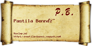 Pastila Bennó névjegykártya